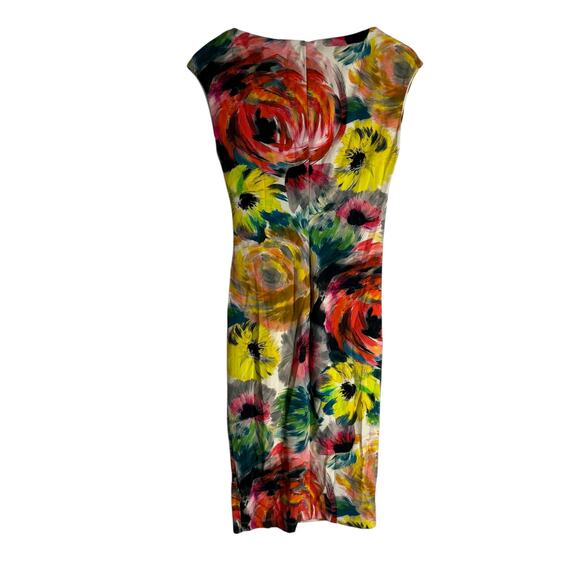 Fuzzi Watercolor Multi Floral Print Ruched Faux Wrap Cocktail Dress Size Medium - Picture 7 of 8